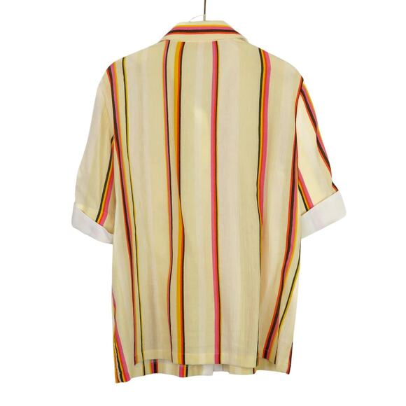 Tory Burch Canyon Stripe Cotton Shirt Size 6 Collared Multicolor Button Down - Picture 7 of 12